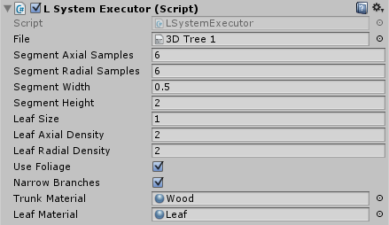 LSystemExecutor in object inspector